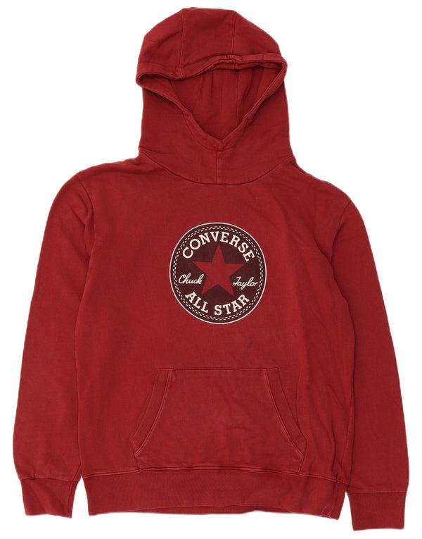 Converse Mens Graphic Hoodie Jumper Small Burgundy Cotton