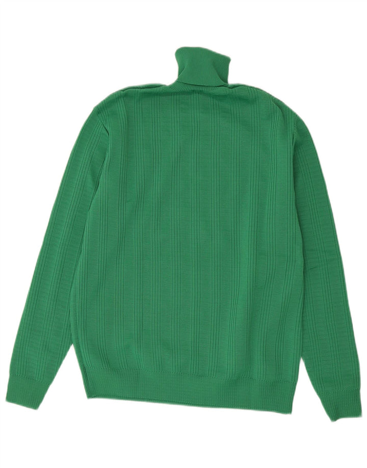Vintage Mens Roll Neck Jumper Sweater IT 50 Medium Green