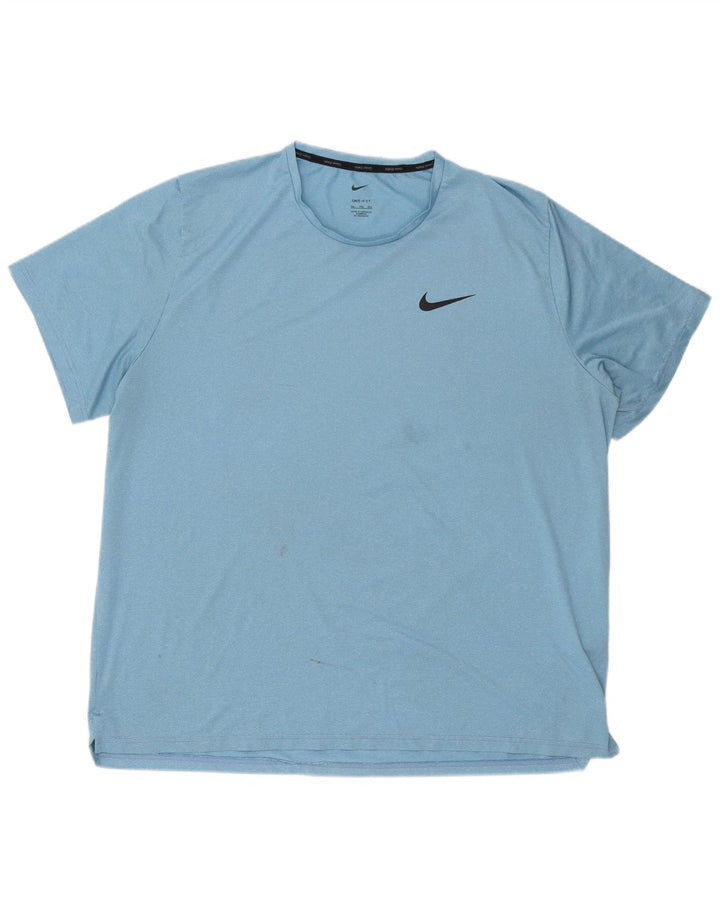 Nike Mens Dri Fit T-Shirt Top 2XL Blue Polyester