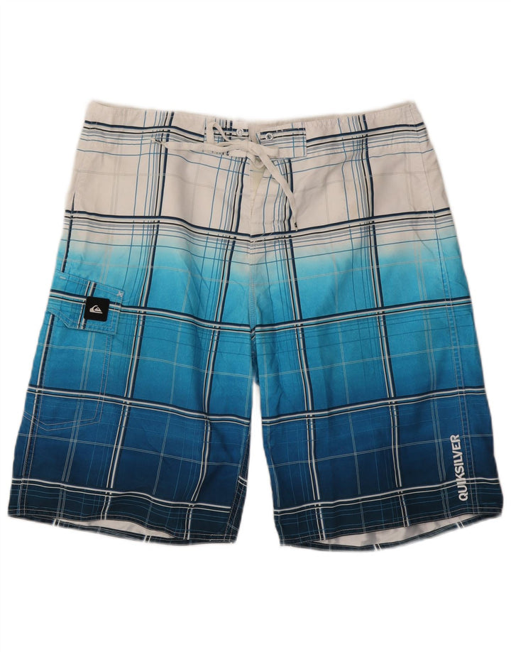 Quiksilver Mens Swimming Shorts Large Blue Check Polyester