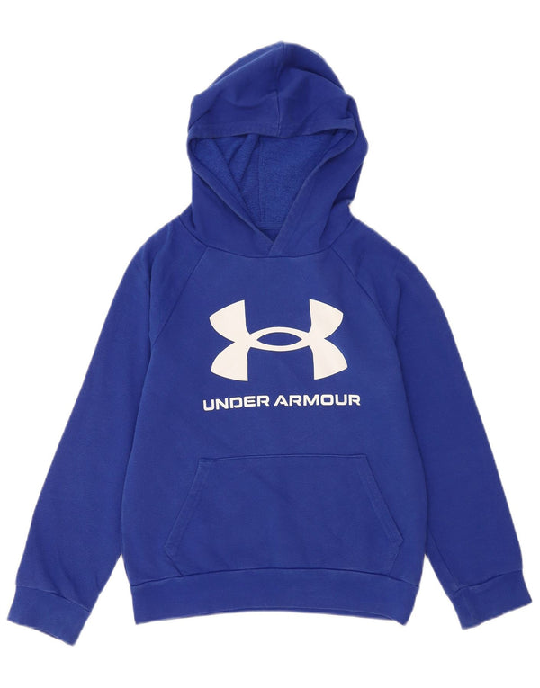 Under Armour Girls Cold Gear Graphic Hoodie Jumper 9-10 Years Medium Blue