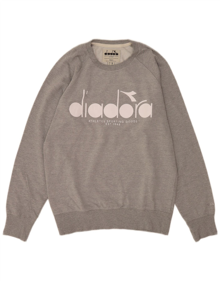 Diadora Mens Graphic Sweatshirt Jumper Medium Grey Cotton