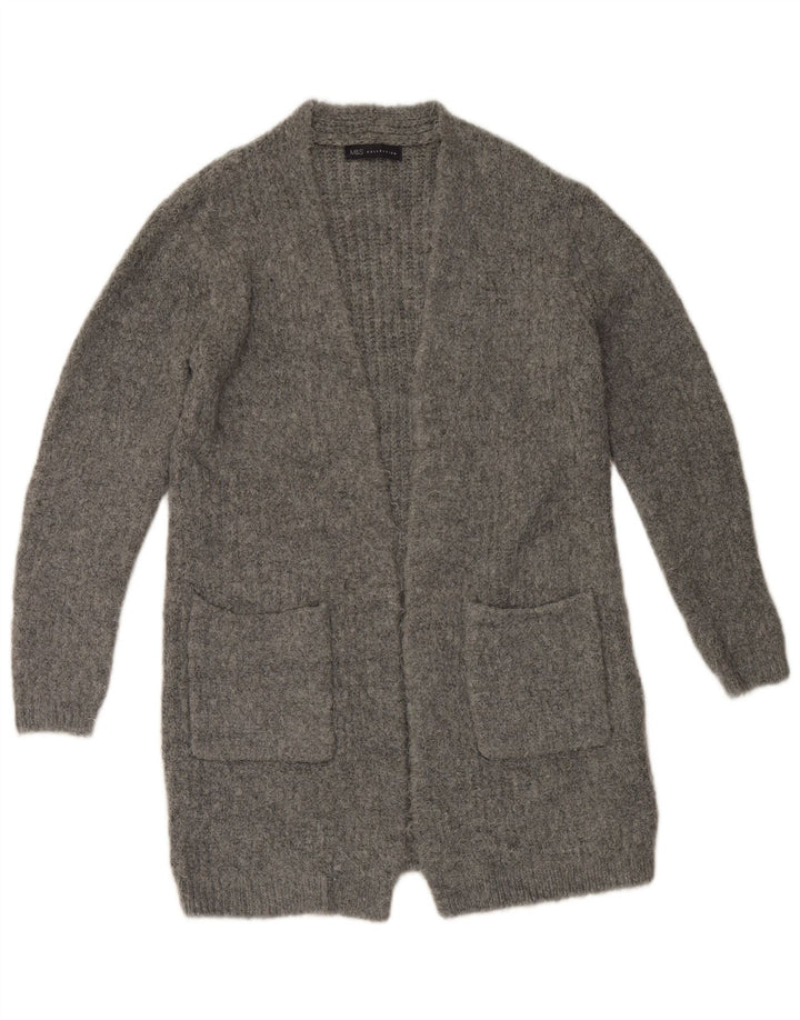 Marks & Spencer Womens Longline Open Cardigan Sweater UK 10 Small Grey