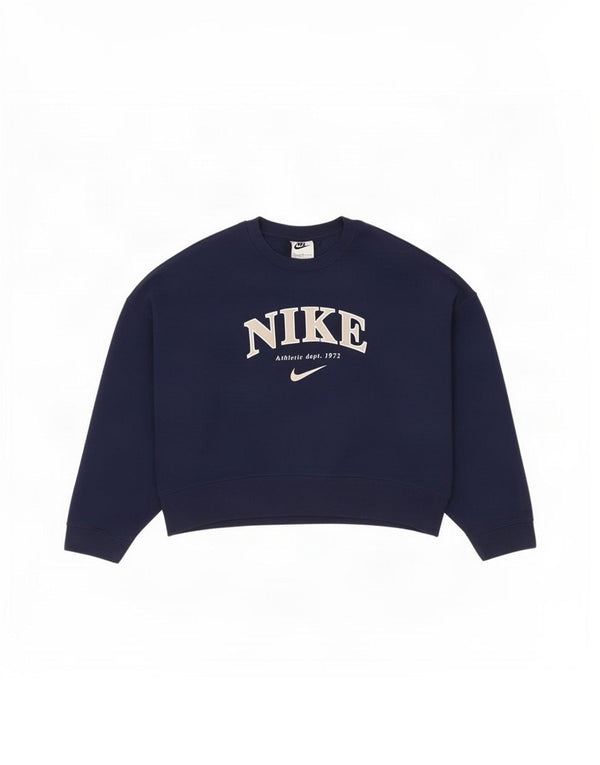 Nike Girls Crop Graphic Sweatshirt Jumper 10-11 Years Medium Navy Blue
