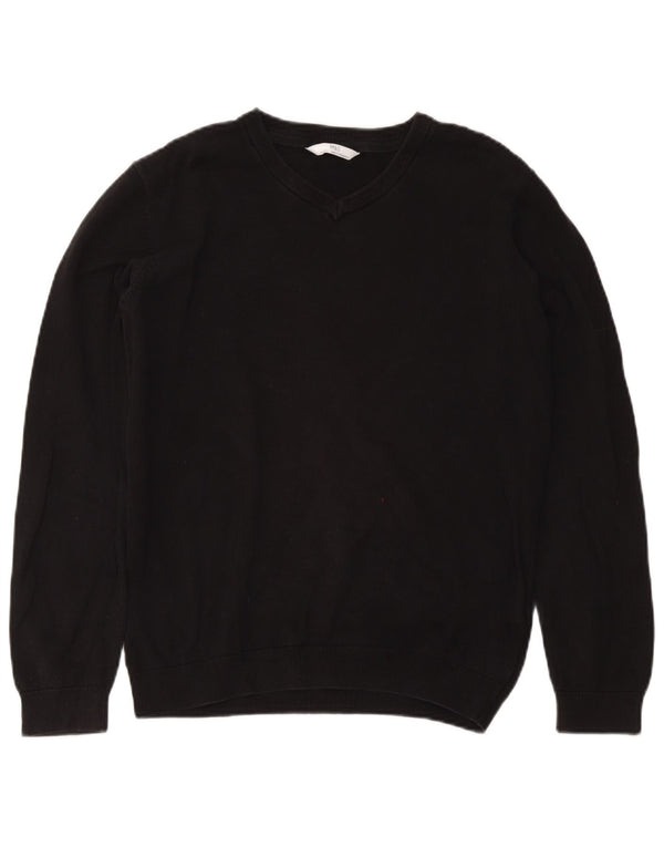 Marks & Spencer Boys V-Neck Jumper Sweater 15-16 Years Black Cotton