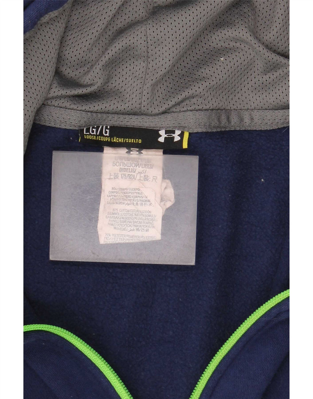 Under Armour Mens Zip Hoodie Sweater Large Blue Cotton