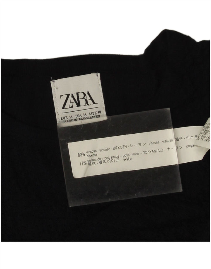 Zara Mens Crew Neck Jumper Sweater Medium Navy Blue Viscose
