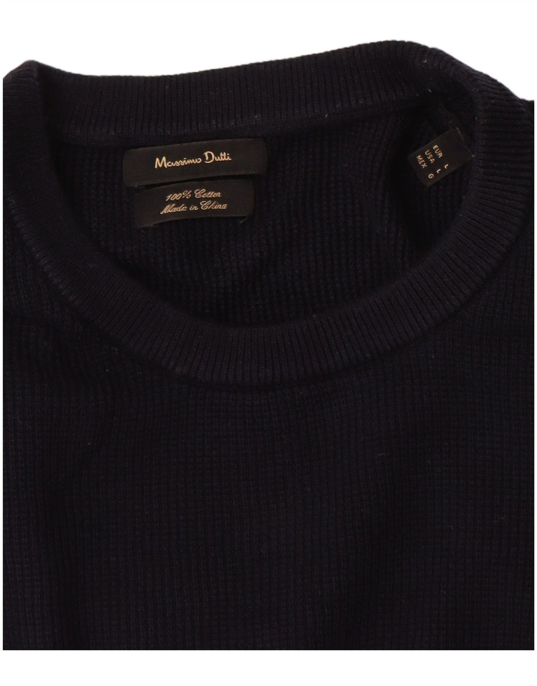 Massimo Dutti Mens Short Sleeve Crew Neck Jumper Sweater Large Navy Blue