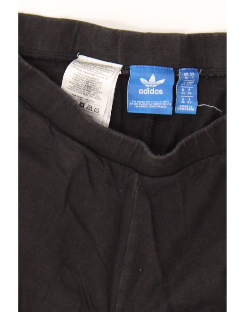 ADIDAS Womens Graphic Leggings UK 10 Small Black Cotton Vintage Adidas and Second-Hand Adidas from Messina Hembry 