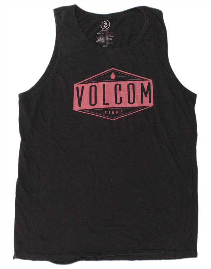 VOLCOM Mens Graphic Vest Top XL Black Cotton