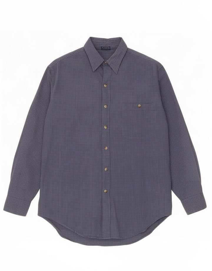 Nautica Mens Shirt Size 16 1/2 Large Blue Check Cotton