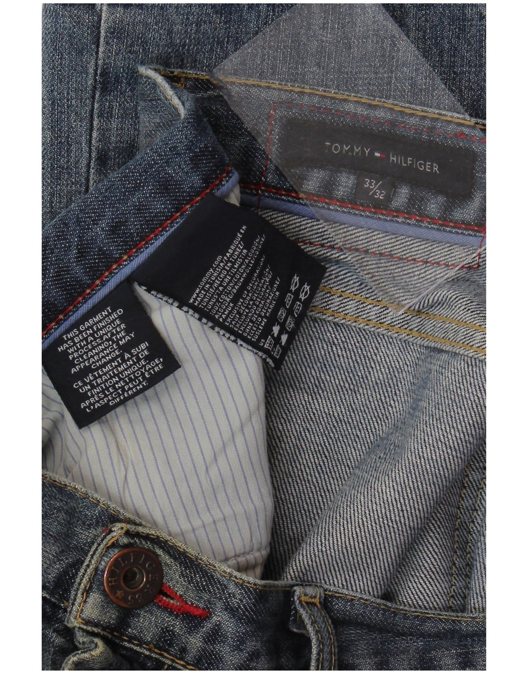 TOMMY HILFIGER Mens Straight Jeans W33 L32 Blue Cotton