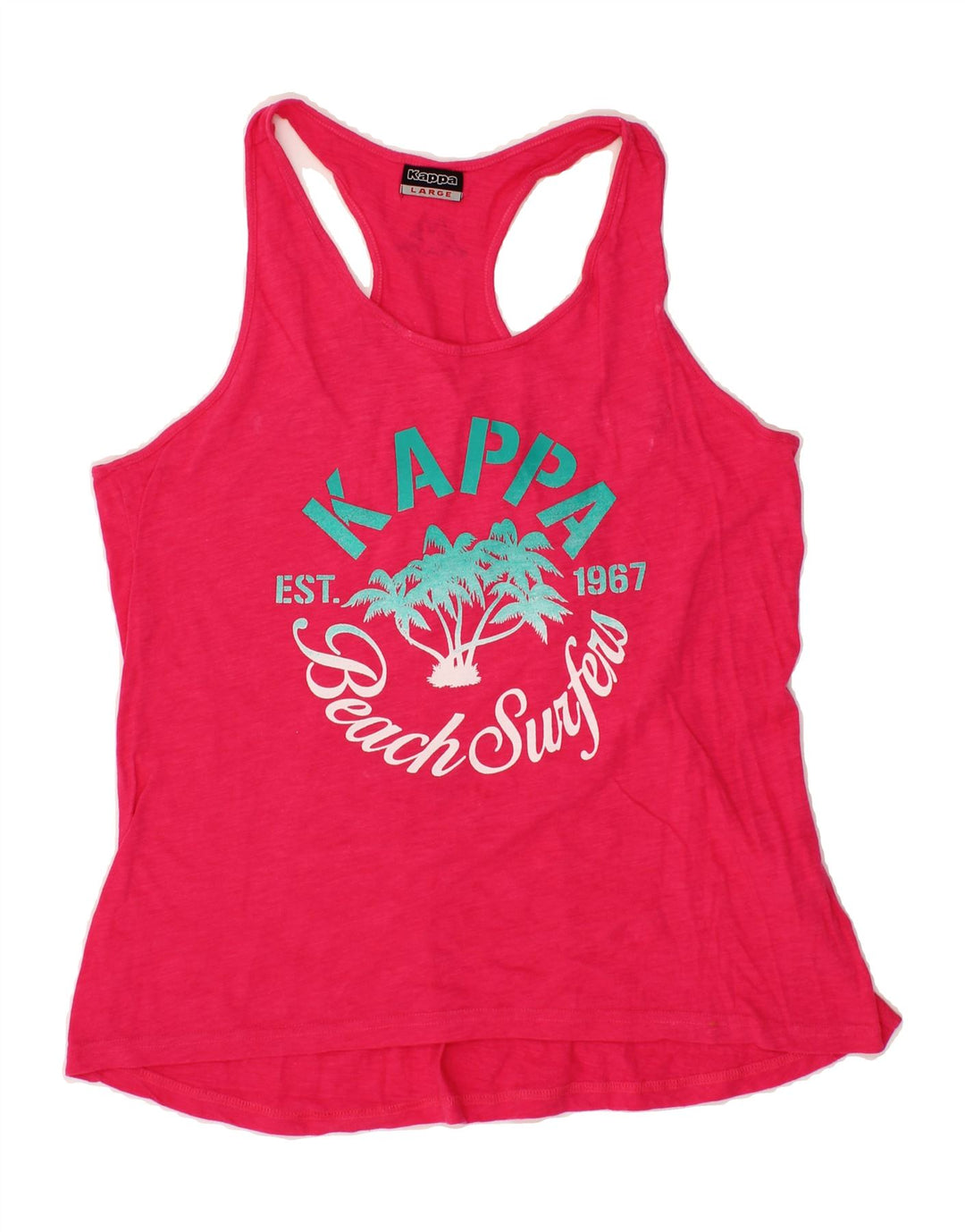KAPPA Womens Graphic Vest Top UK 14 Large Pink Cotton Vintage Kappa and Second-Hand Kappa from Messina Hembry 