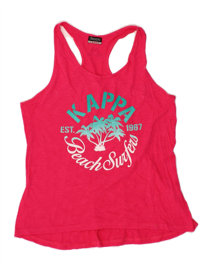 KAPPA Womens Graphic Vest Top UK 14 Large Pink Cotton Vintage Kappa and Second-Hand Kappa from Messina Hembry 