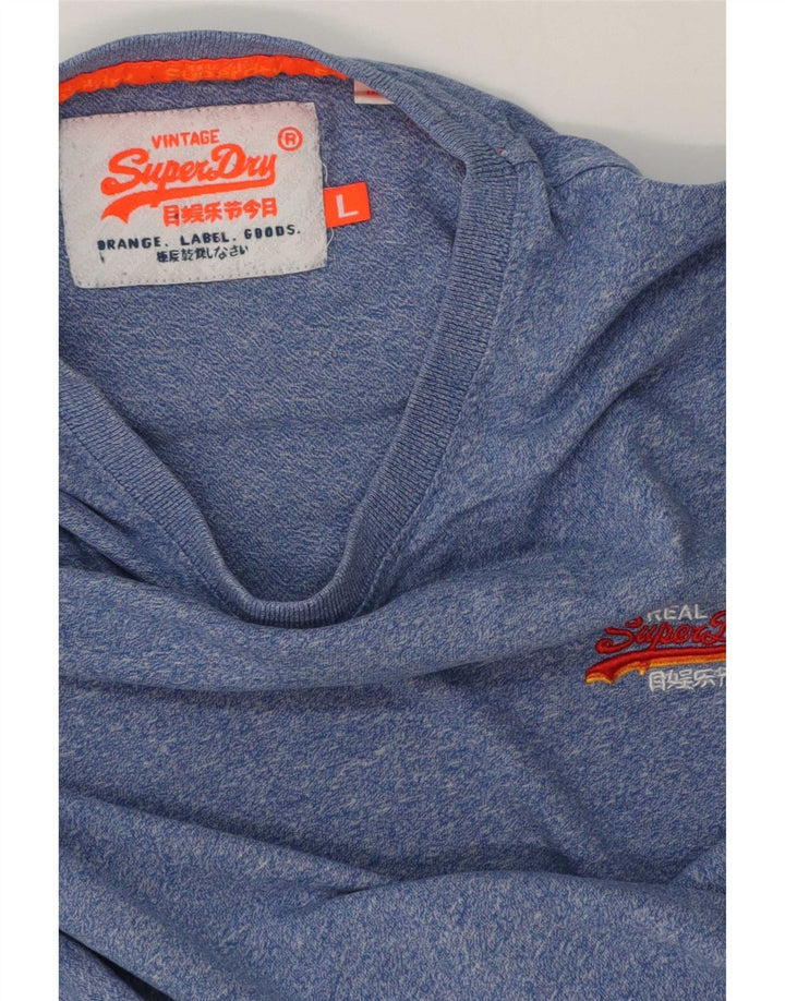 Superdry Mens T-Shirt Top Large Blue Flecked