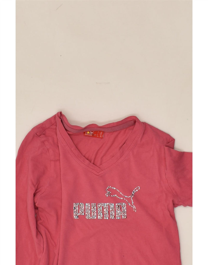 PUMA Girls Graphic Top Long Sleeve  9-10 Years Medium Pink Cotton | Vintage Puma | Thrift | Second-Hand Puma | Used Clothing | Messina Hembry 