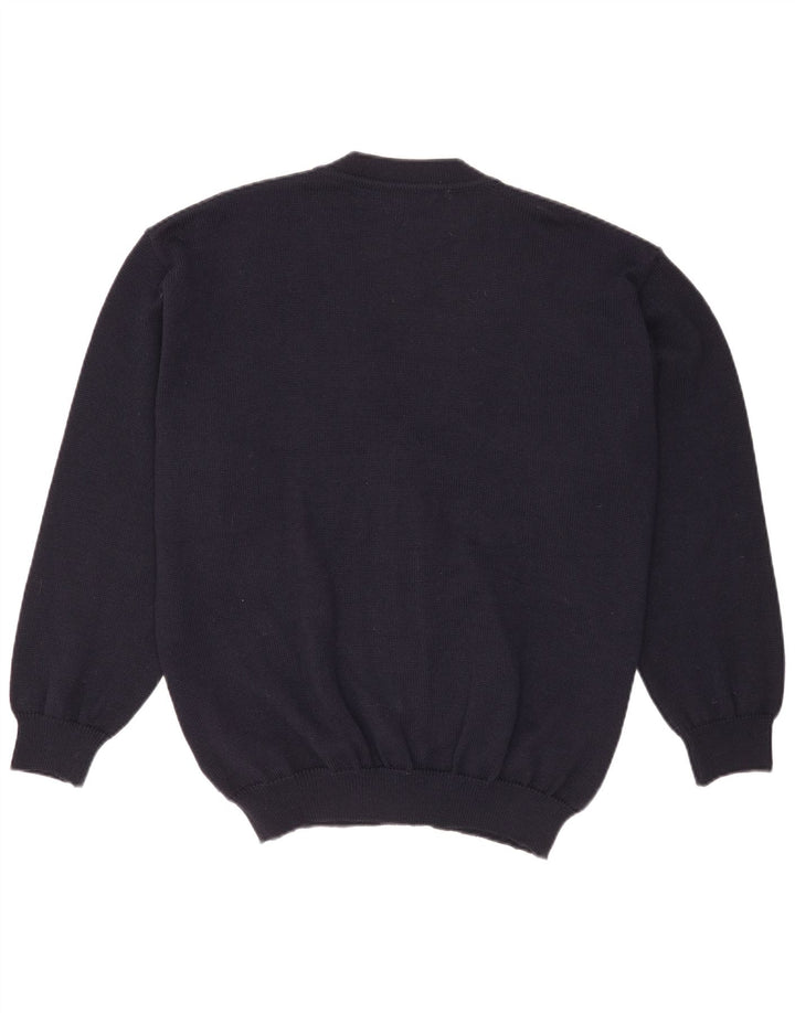 Monello Mens Cardigan Sweater Large Navy Blue Geometric