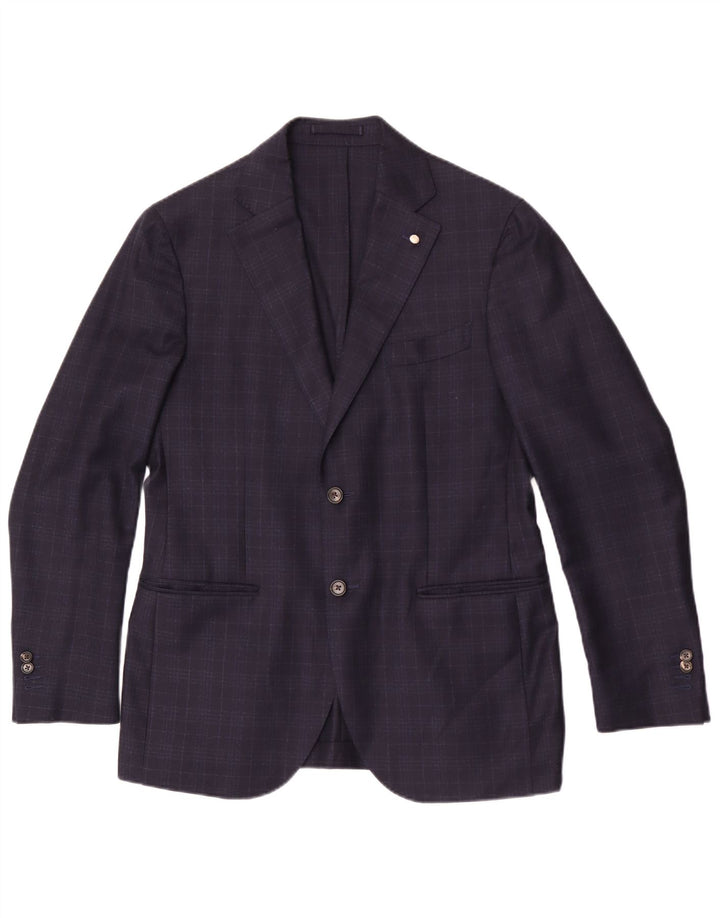 Ermenegildo Zegna Mens Heritage Blazer Jacket UK 38 Medium Navy Blue Check
