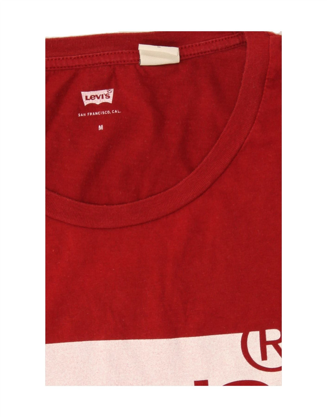 LEVI'S Mens Graphic T-Shirt Top Medium Red Cotton Vintage Levi's and Second-Hand Levi's from Messina Hembry 