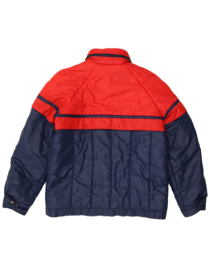 Vintage Womens Padded Jacket IT 42 Medium Navy Blue Colourblock Polyester