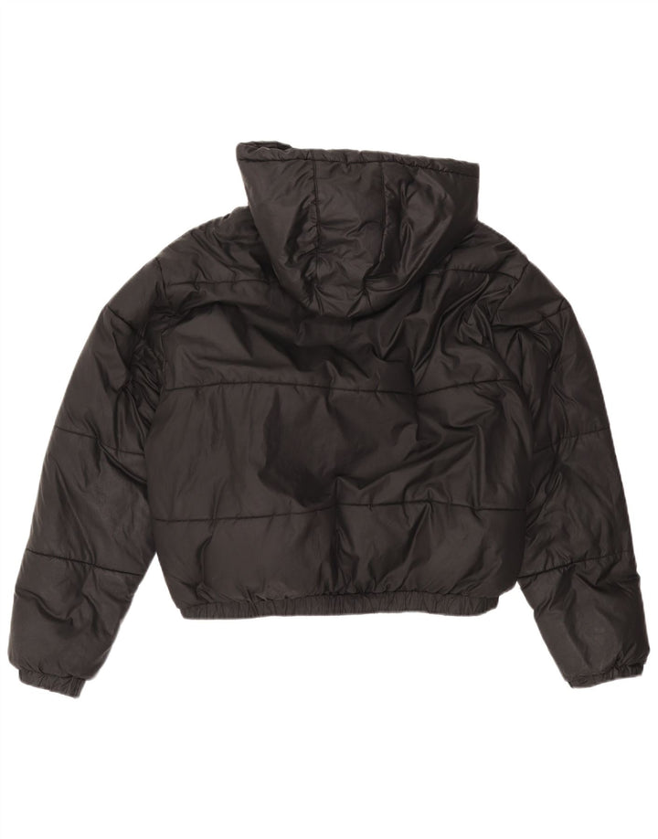 ELLESSE Womens Oversized Hooded Padded Jacket UK 12 Medium Black Polyester