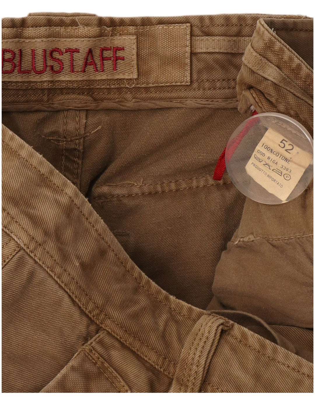 Blustaff Mens Straight Cargo Trousers IT 52 XL W38 L34 Beige Cotton