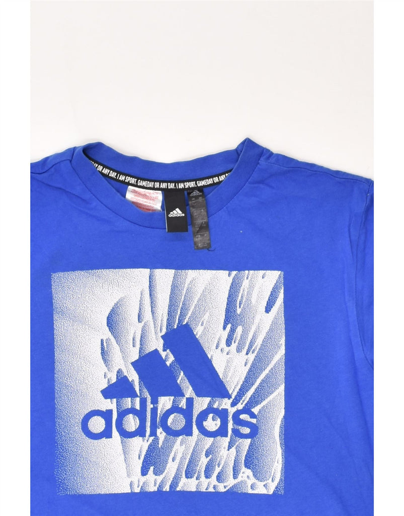 ADIDAS Boys Graphic T-Shirt Top 15-16 Years Blue Cotton | Vintage Adidas | Thrift | Second-Hand Adidas | Used Clothing | Messina Hembry 