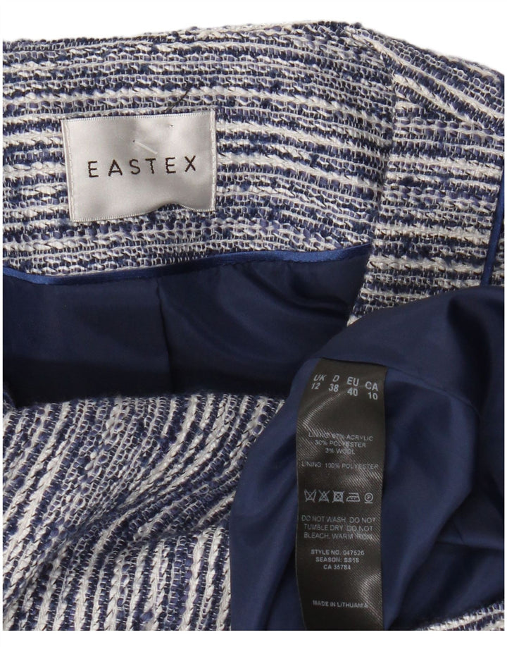 Eastex Womens 5 Button Blazer Jacket UK 12 Medium Navy Blue Striped