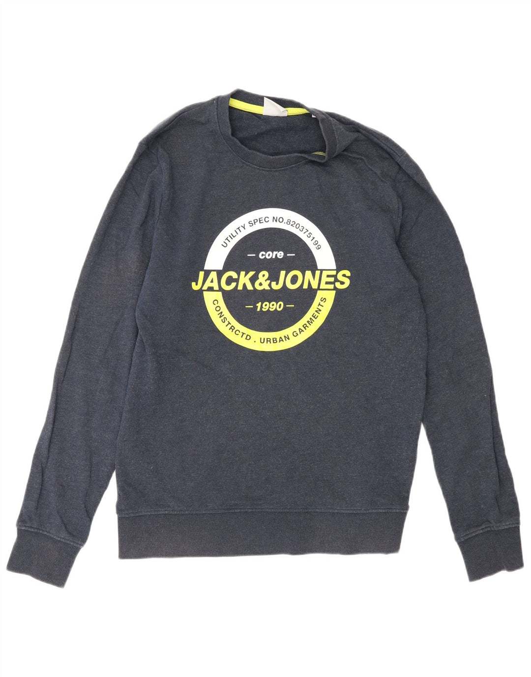 Jack & Jones Mens Graphic Sweatshirt Jumper Small Navy Blue Cotton