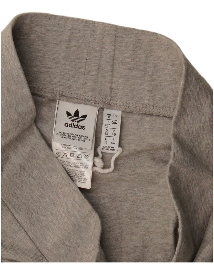 Adidas Womens Leggings UK 12 Medium Grey Cotton