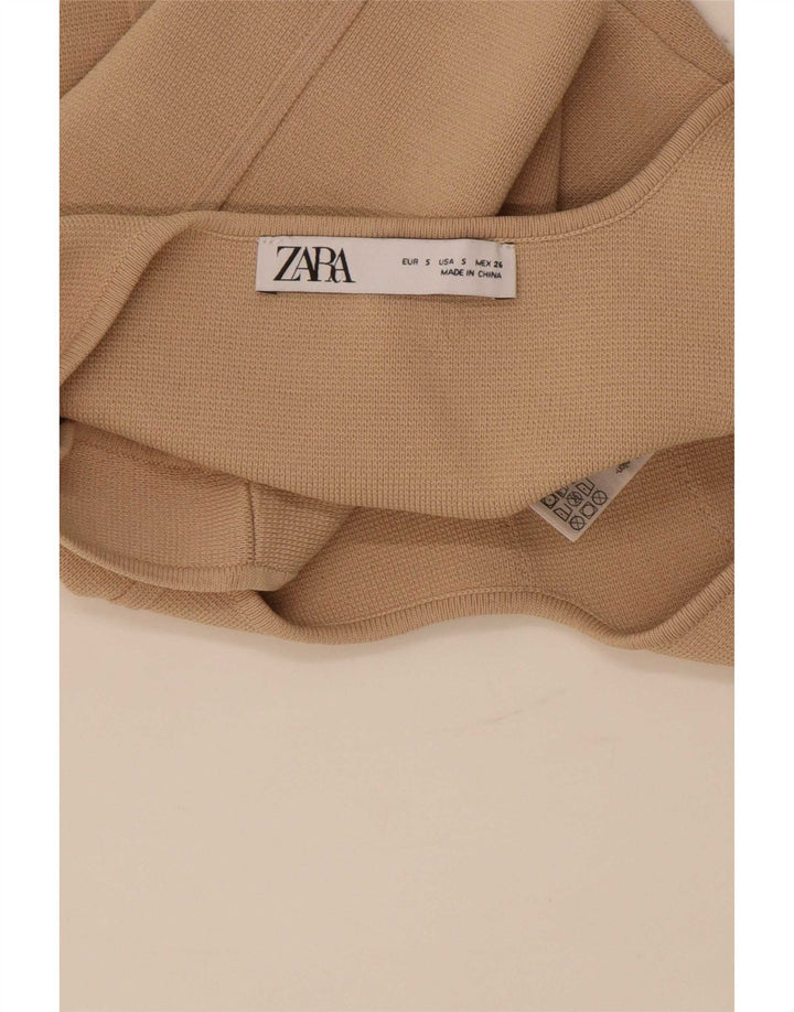 Zara Womens Sleeveless Crop Top UK 8 Small Beige Nylon