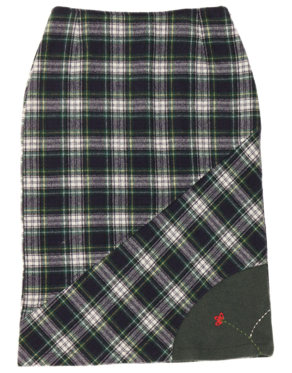 FORT & MADOX Womens Pencil Skirt IT 44 Medium W28 Navy Blue Check Wool