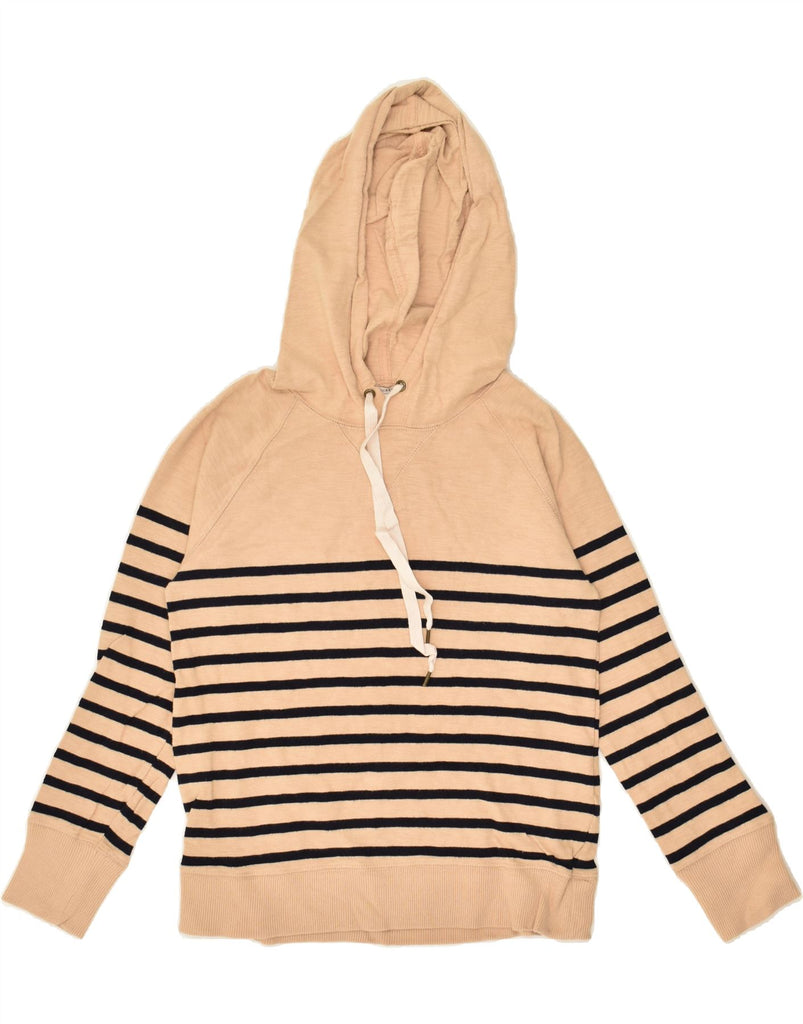 J. CREW Womens Hoodie Jumper UK 6 XS Beige Striped Cotton | Vintage J. Crew | Thrift | Second-Hand J. Crew | Used Clothing | Messina Hembry 