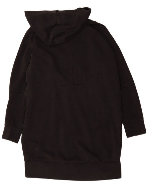 Adidas Womens Longline Zip Hoodie Sweater UK 12/14 Medium Black Cotton