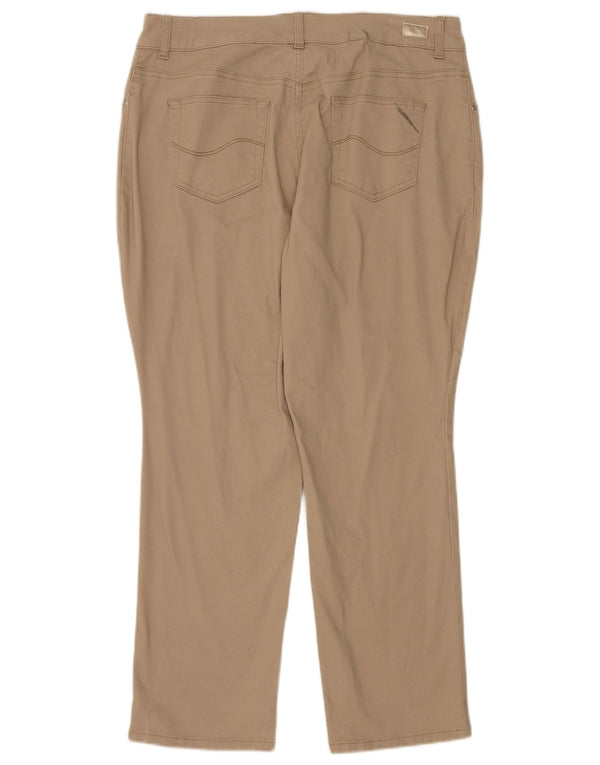 Lee Womens Mid Rise Straight Casual Trousers US 18 2XL W36 L30 Beige