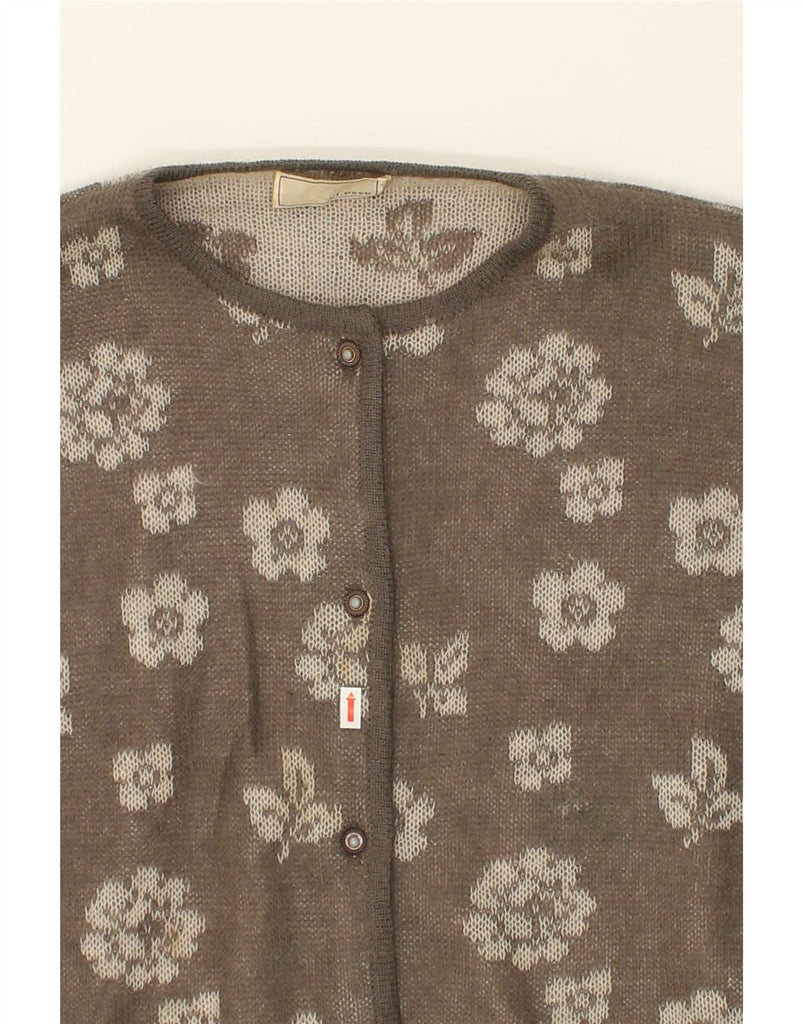 VINTAGE Womens Cardigan Sweater UK 16 Large Grey Floral | Vintage Vintage | Thrift | Second-Hand Vintage | Used Clothing | Messina Hembry 