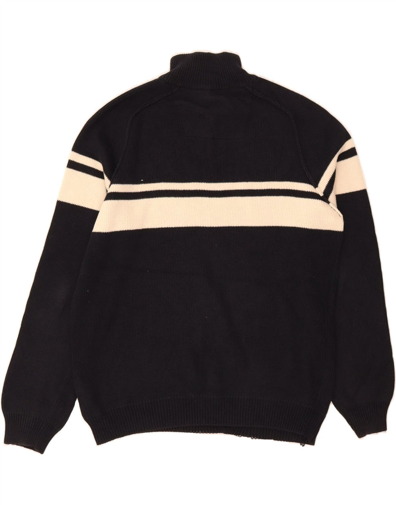 MARKS & SPENCER Mens Blue Harbour Zip Neck Jumper Sweater Medium Black Vintage Marks & Spencer and Second-Hand Marks & Spencer from Messina Hembry 