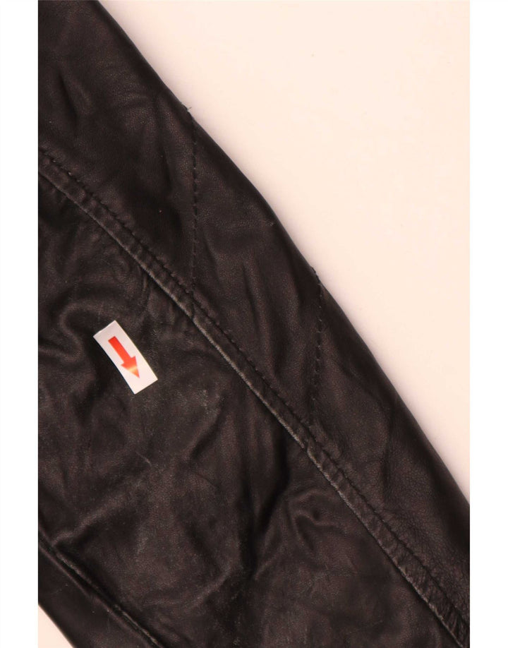 Hogan Womens Leather Biker Jacket UK 12 Medium Black
