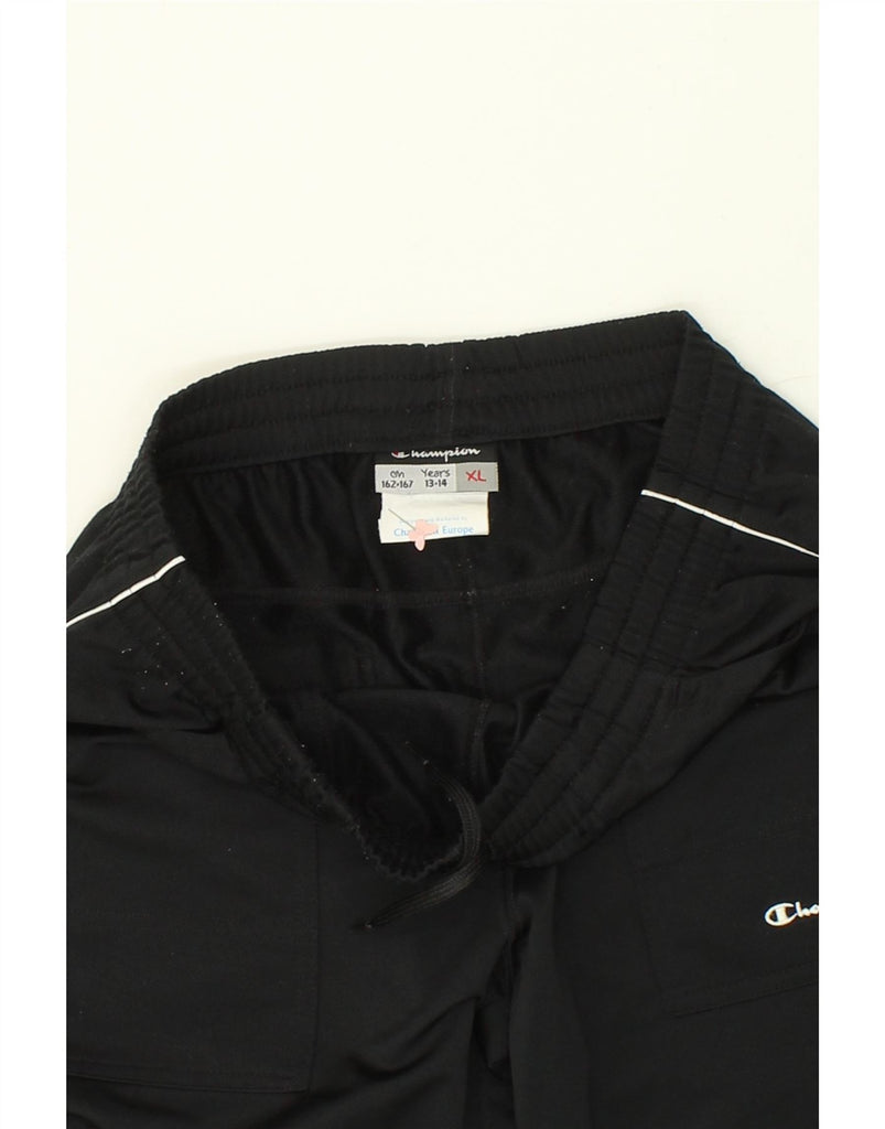 CHAMPION Boys Tracksuit Trousers 13-14 Years XL Black Polyester | Vintage Champion | Thrift | Second-Hand Champion | Used Clothing | Messina Hembry 