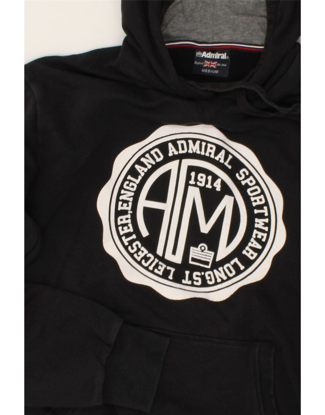 ADMIRAL Mens Graphic Hoodie Jumper Medium Black