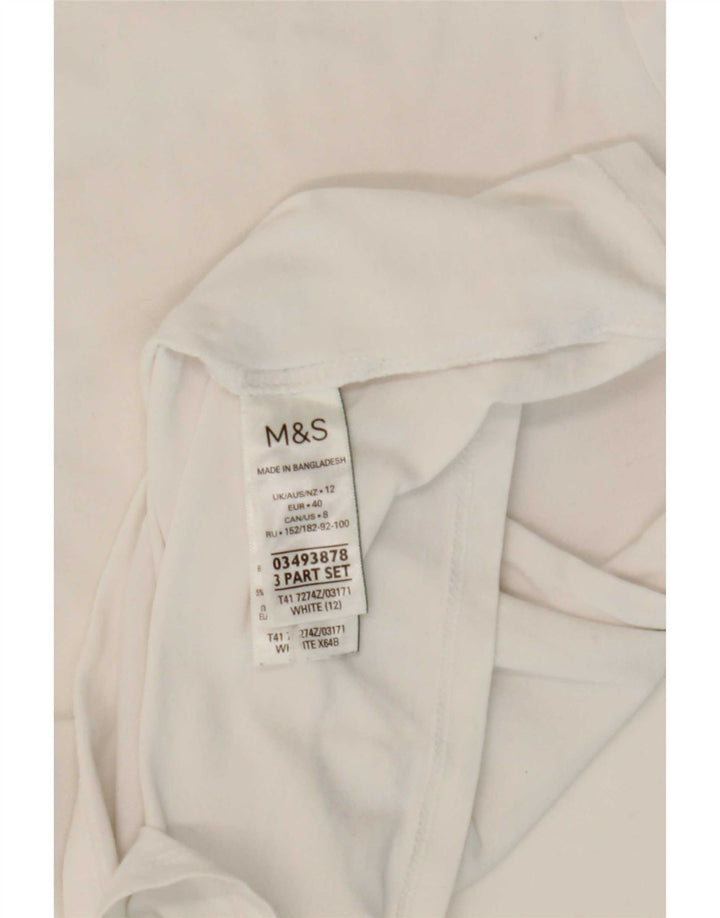 Marks & Spencer Womens Top Long Sleeve UK 12 Medium White Cotton