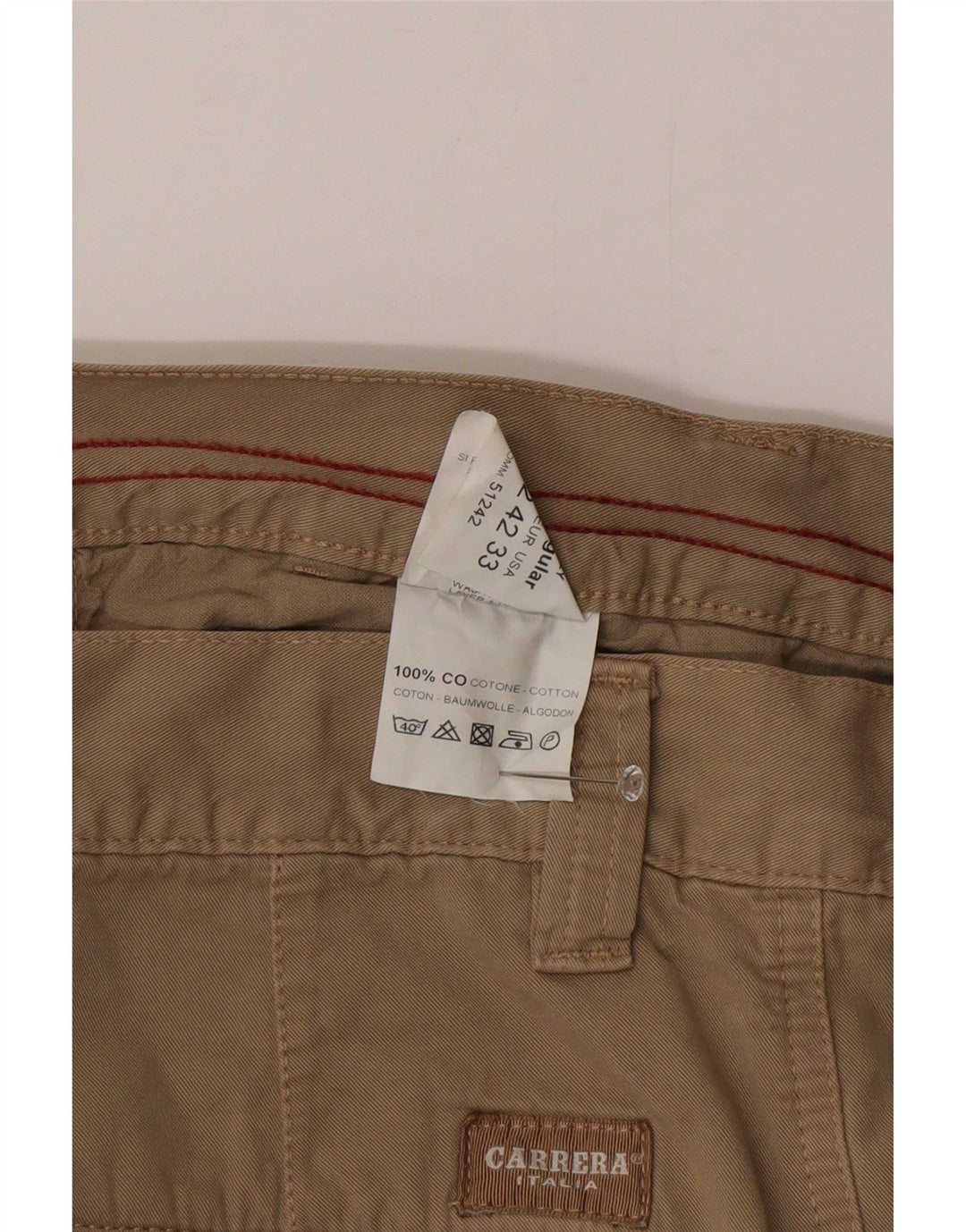 Carrera Mens Straight Cargo Trousers IT 48 Medium W33 L34 Beige Cotton