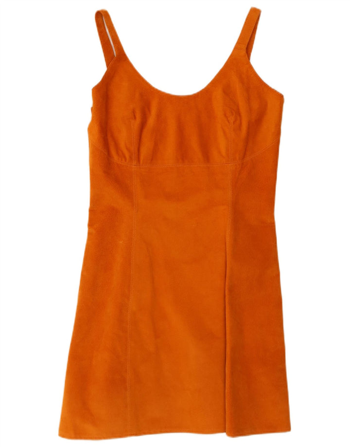 Conbipel Womens Suede Dress IT 42 Medium Orange Leather
