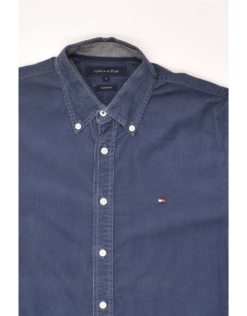 TOMMY HILFIGER Mens Custom Fit Shirt Small Navy Blue Pinstripe Cotton | Vintage Tommy Hilfiger | Thrift | Second-Hand Tommy Hilfiger | Used Clothing | Messina Hembry 