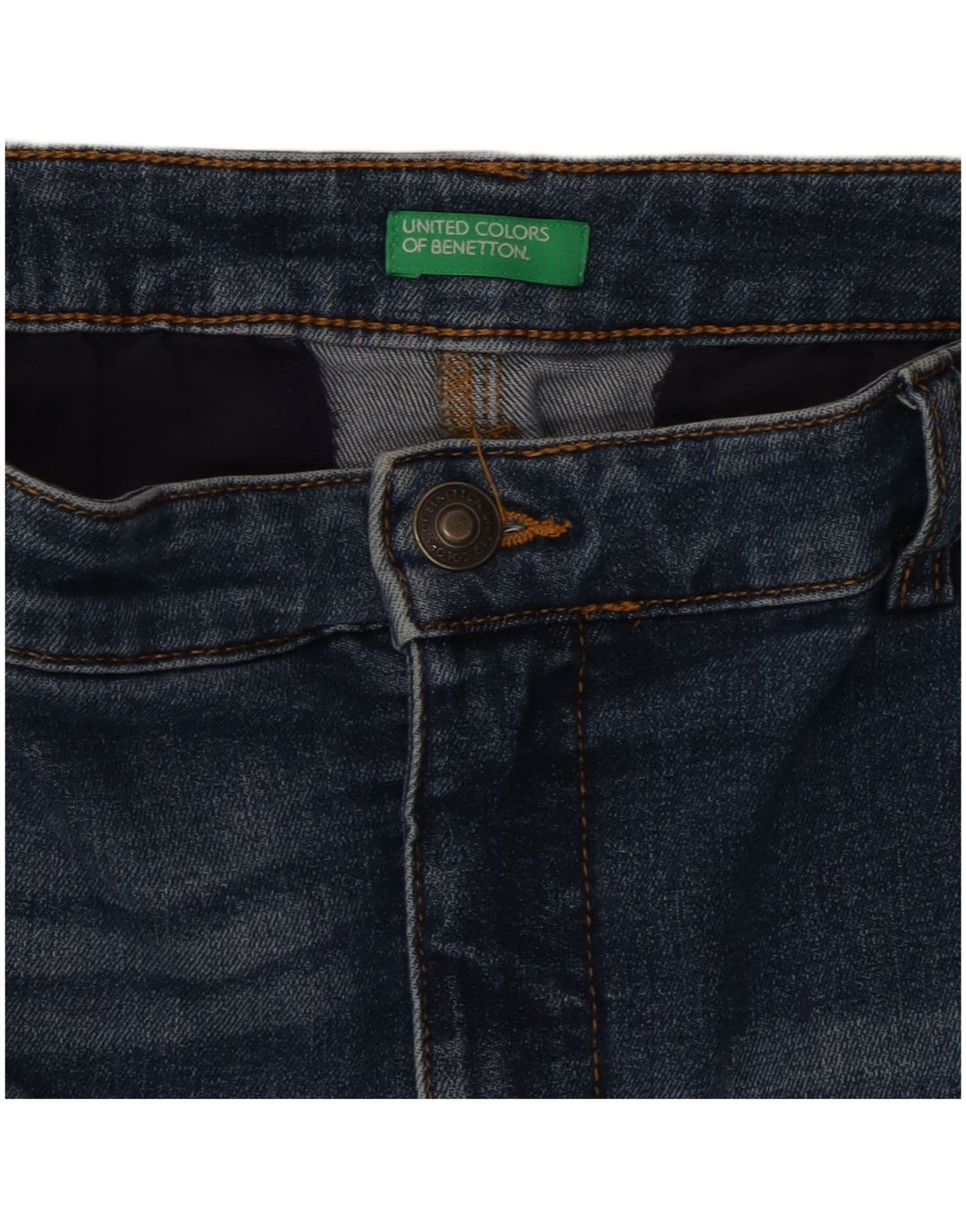 Benetton Womens Low Waist Denim Skirt W34 Large Blue