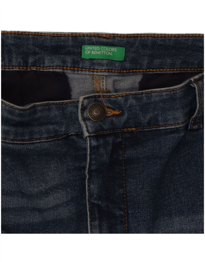 Benetton Womens Low Waist Denim Skirt W34 Large Blue