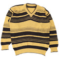 Vintage Mens V-Neck Jumper Sweater Large Yellow Striped