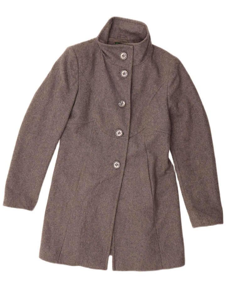 Benetton Womens Overcoat UK 12 Medium Grey Wool