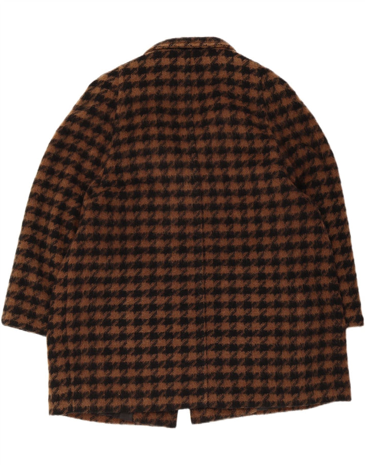 ELENA MIRO Womens Oversized Overcoat IT 43 Medium Brown Houndstooth Retro