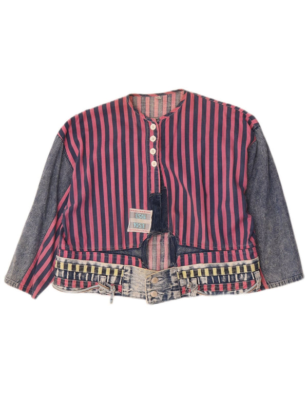 Vintage Womens 3/4 Sleeve Cardigan Top EU 40/42 Medium Navy Blue Striped